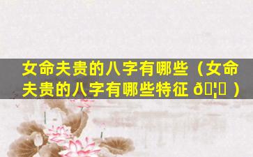 女命夫贵的八字有哪些（女命夫贵的八字有哪些特征 🦍 ）